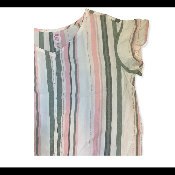JUSTICE Stripe Print Blouse With Buckle Twist Front Detail Ivory Girls Age 10Y - Picture 5 of 9